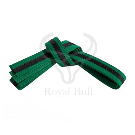 Royal Bull Black Martial Arts Belt with Green Reverse Edge