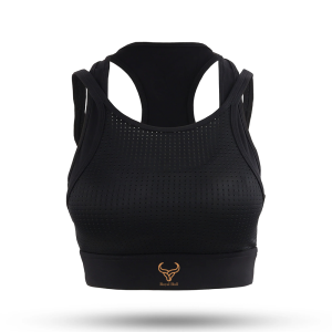 womens black ribbed fitness sports bra