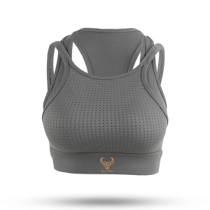 womens dark grey cross back sports bra