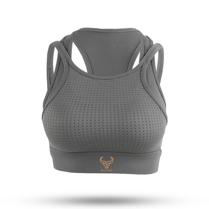 womens dark grey cross back sports bra