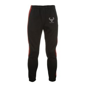 royal bull black gym trousers red stripes