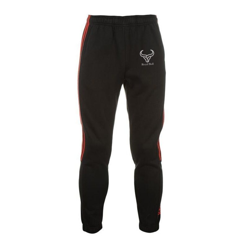 royal bull black gym trousers red stripes