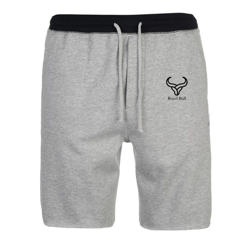 Men Grey Training Shorts With Black Stripe Waist