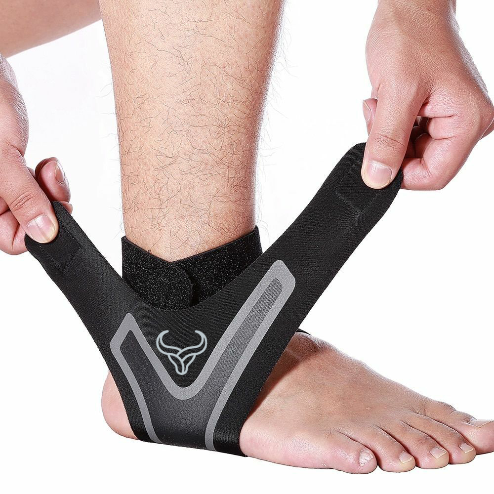 Royal Bull Black & Grey Ankle Wrap – Adjustable Ankle Support for Gym, Sports Durable ankle support strap for training
