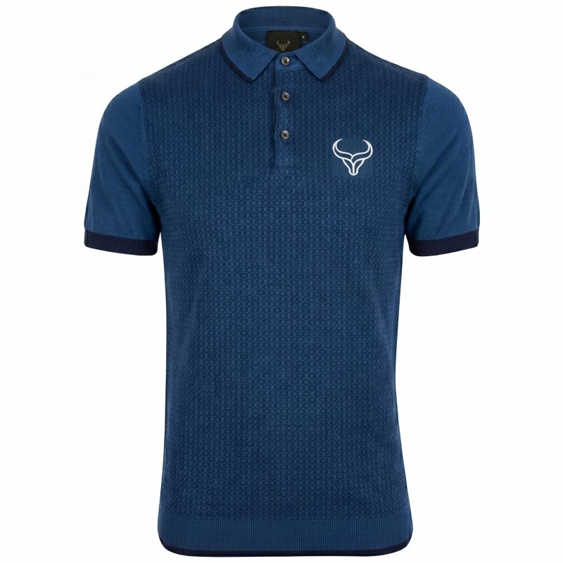 Custom Knit Polo Shirt in blue slim fit design