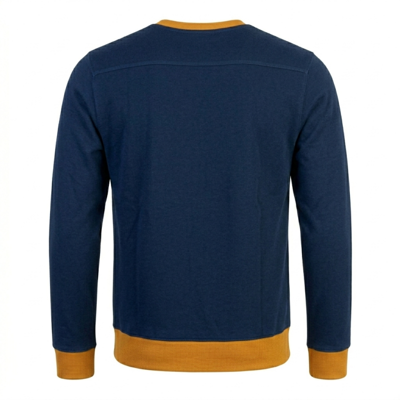 Royal Bull Navy Blue Crewneck Sweatshirt – Gold Ribbed Hem & Cuffs Edition