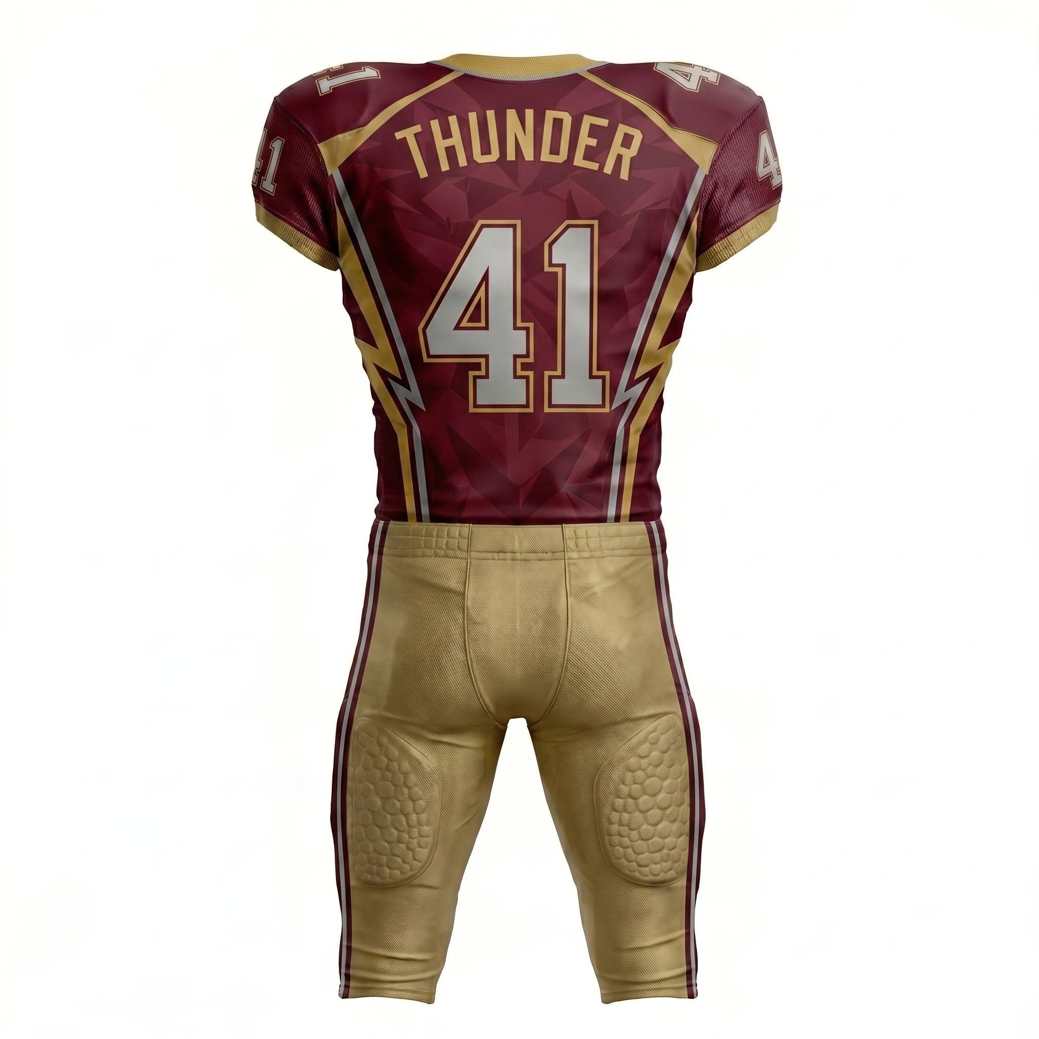 Back 16 Royal Bull Maroon & Gold American Football Uniform – Prestige 41 Edition