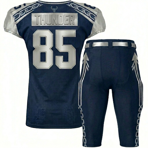 Back side 2 Royal Bull Blue & White American Football Uniform – Velocity 85 Edition