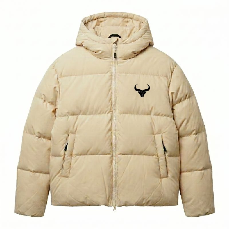 Royal Bull Block Puffer Jacket – Sand Edition | Premium Winter Outerwear