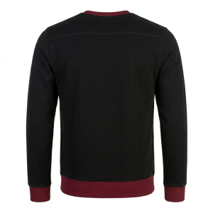 Royal Bull Men’s Black Sweatshirt – Maroon Ribbed Cuffs & Neck Edition