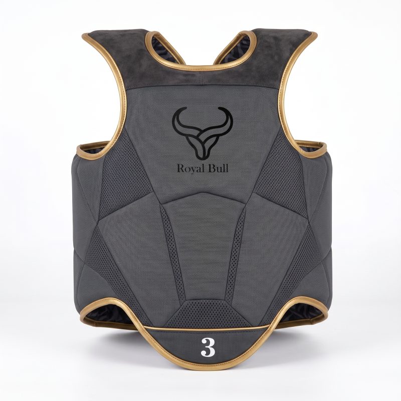 Royal Bull Black & Gold Chest Guard for Bull Riding | Rodeo Safety Vest