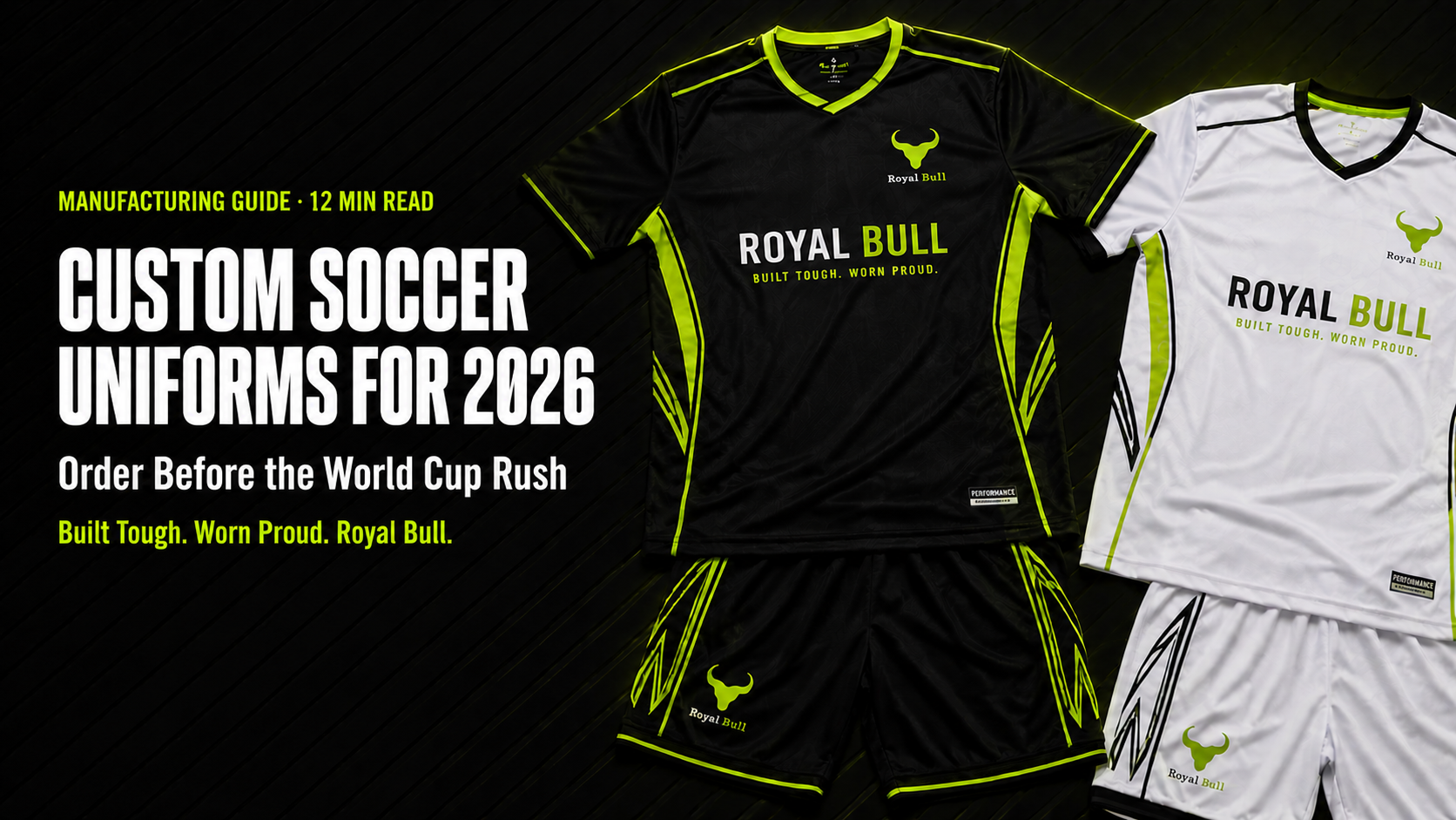 Custom soccer uniforms 2026 season home and away kits by Royal Bull