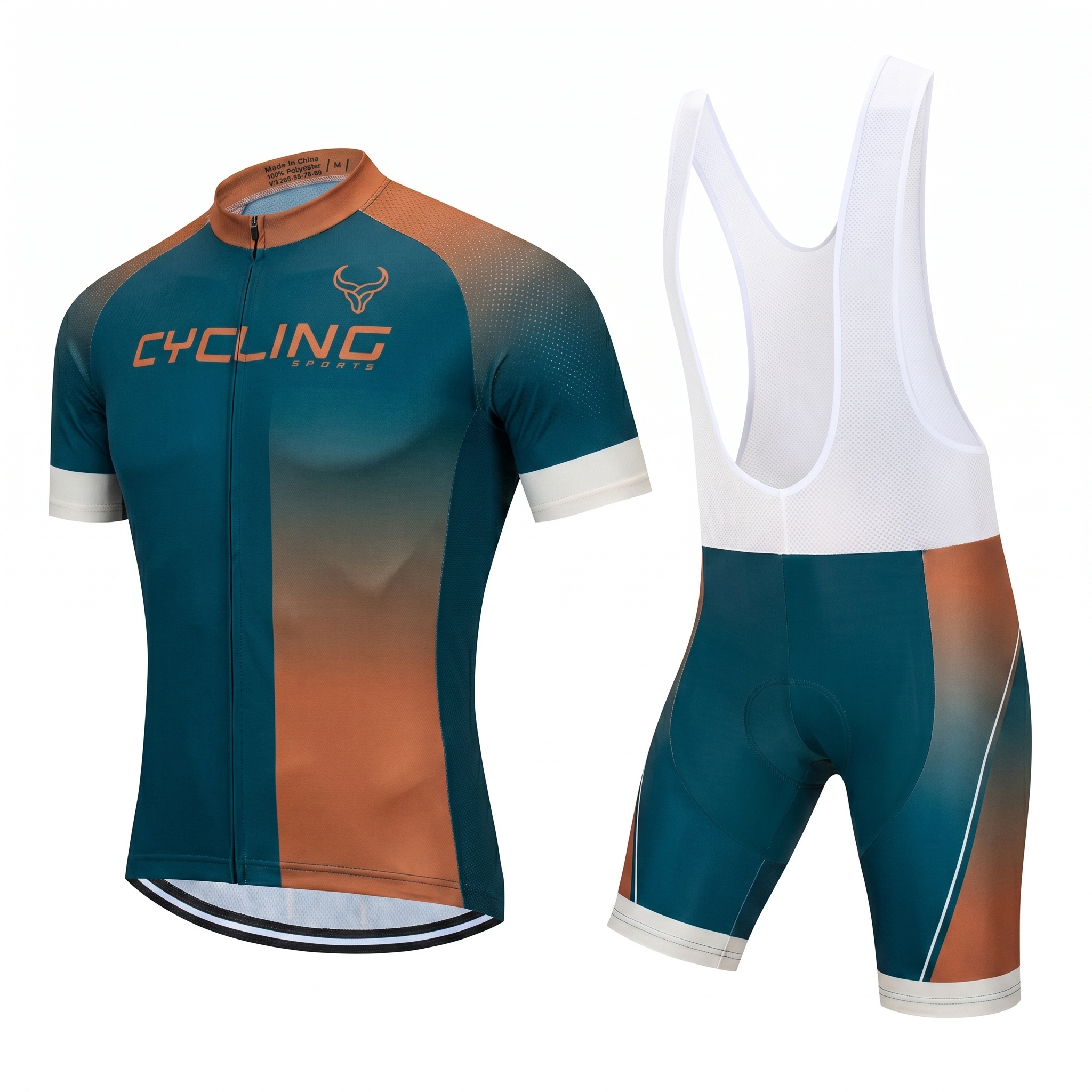 Royal Bull Green & Orange Cycling Jersey Set performance cycling outfit green orange design set