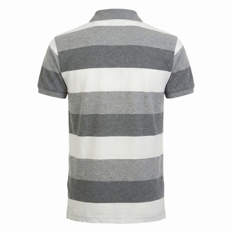 Royal Bull Grey & White Striped Polo Shirt – Classic Athletic Edition