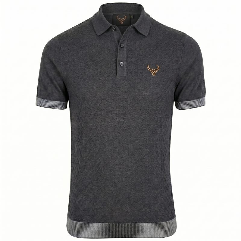 Textured grey mesh training polo shirt active fit