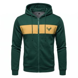 Custom Men's Athletic Full Zip Hoodie with Embroidered Logo and Private Label Manufacturing