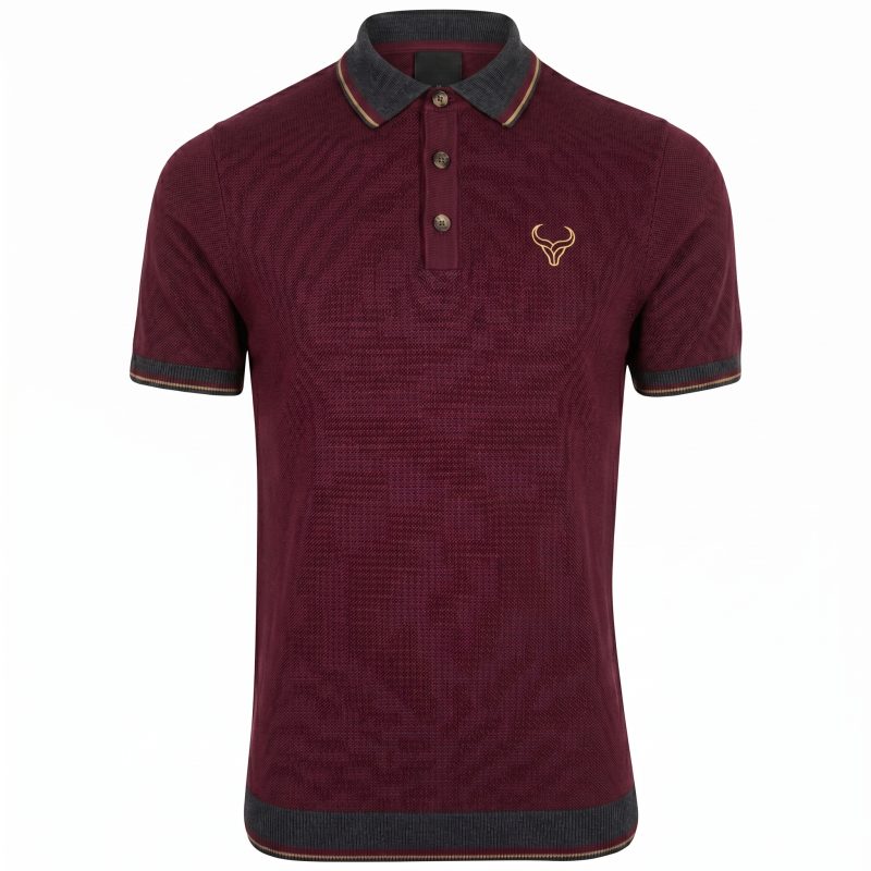 Maroon pique polo shirt regular fit short sleeve