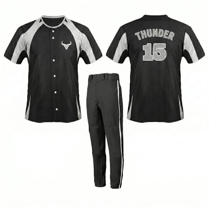 Custom Men's Full Button Short Sleeve Baseball Uniform