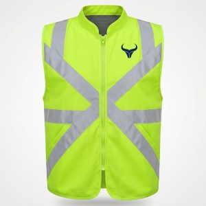 Neon yellow safety vest for motorcycle riders