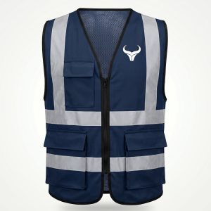 Hi vis navy utility vest with reflective strips