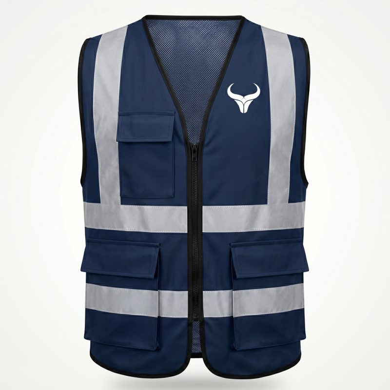 Hi vis navy utility vest with reflective strips