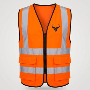 Lightweight orange hi vis safety vest design