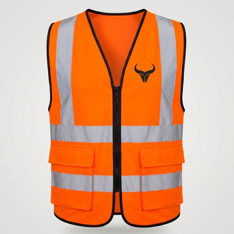 Lightweight orange hi vis safety vest design