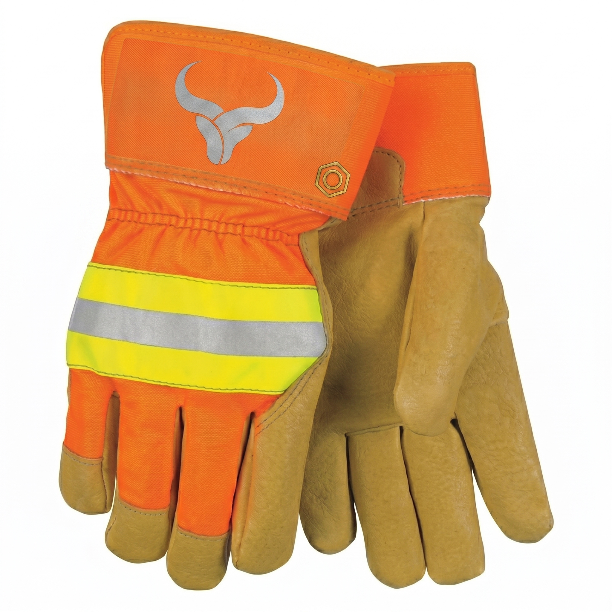 Royal Bull Leather Safety Gloves – Reflective Cuff Royal Bull Leather Safety Gloves – Reflective Cuff