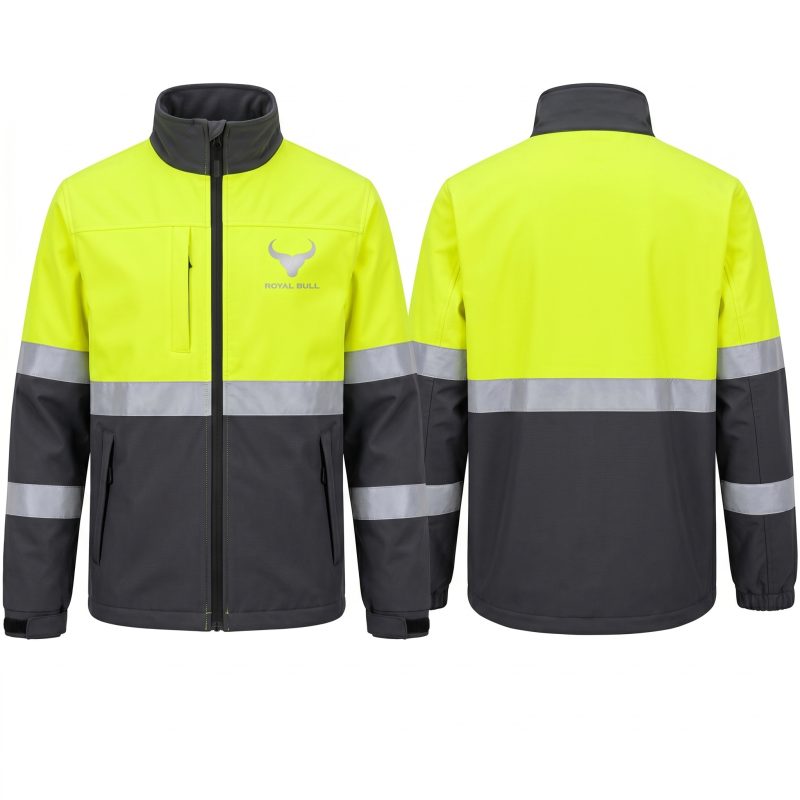 Reflective striping on Royal Bull hi vis jacket close up