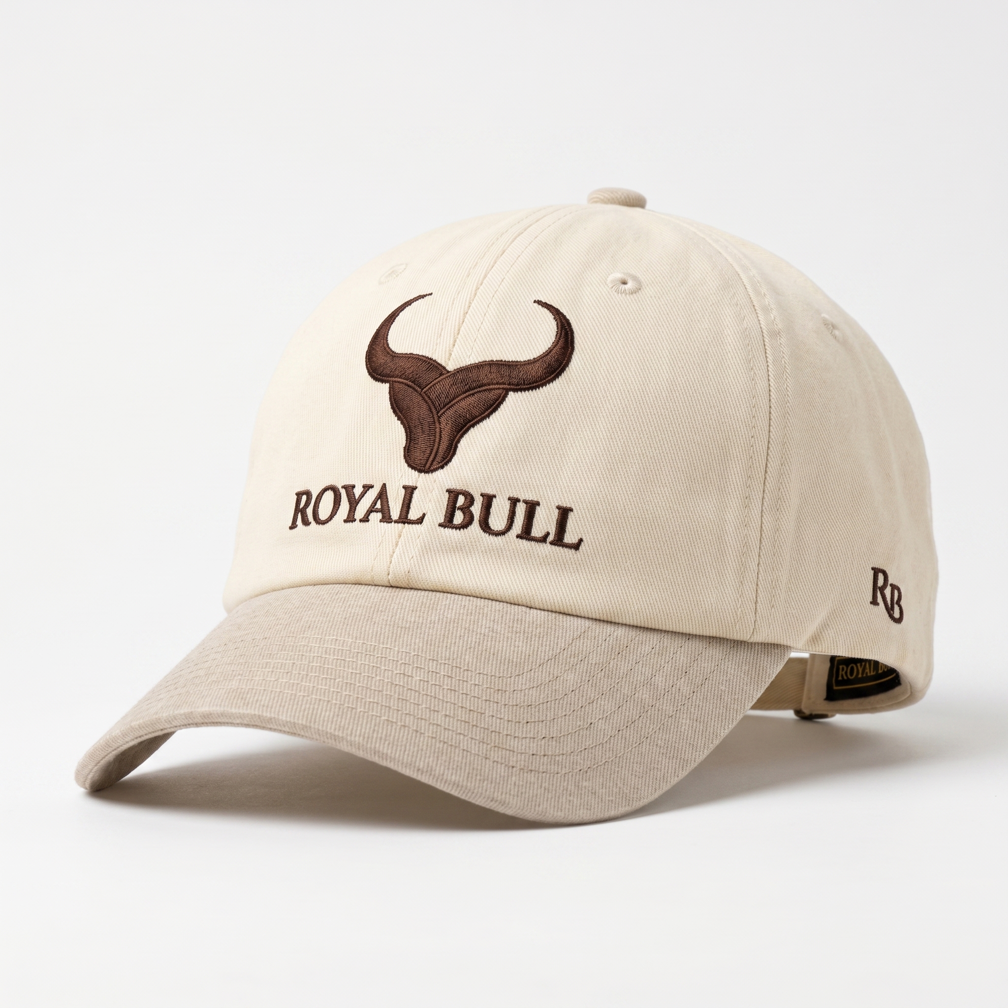 Royal Bull Cream Dad Hat – Embroidered Adjustable Strap Edition Lightweight cream streetwear dad hat