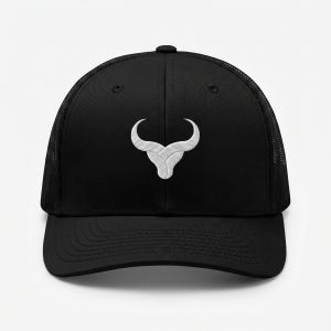 Minimal logo trucker hat front view
