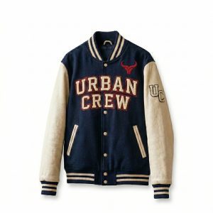 Royal Bull Navy Varsity Jacket | Cream Sleeves & Bull Logo