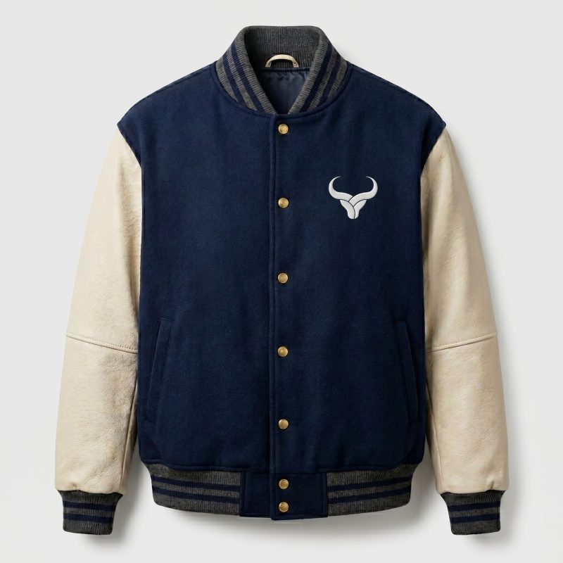 Royal Bull Blue & Cream Varsity Jacket | Men’s Streetwear