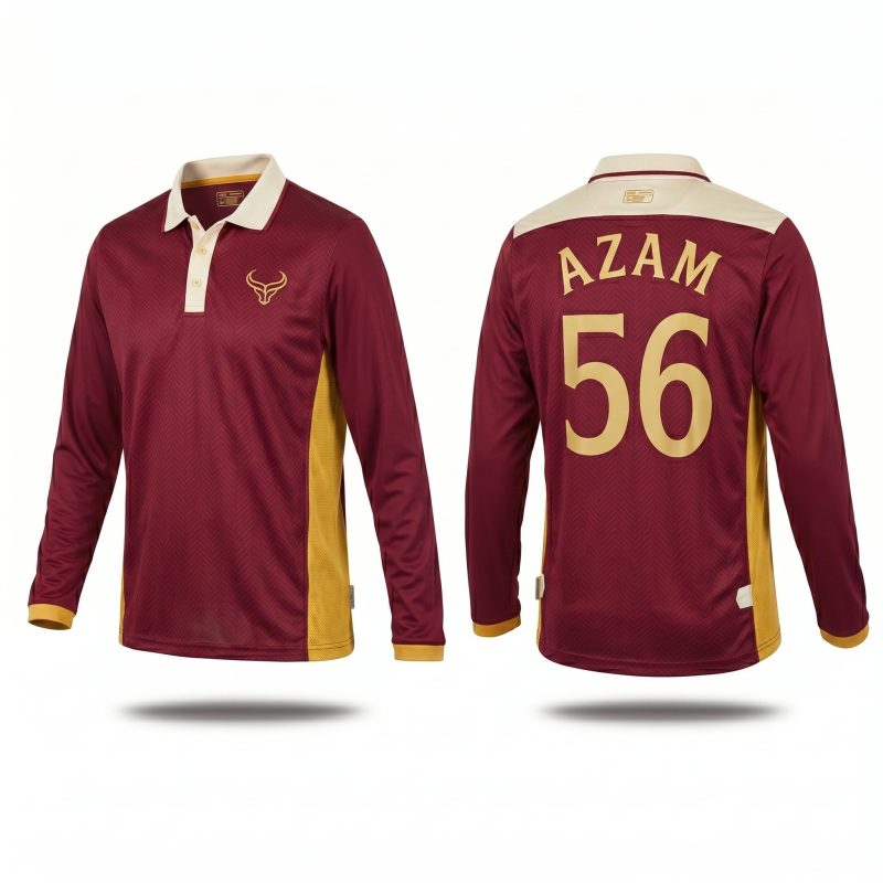 lightweight breathable cricket jersey maroon full sleeve style