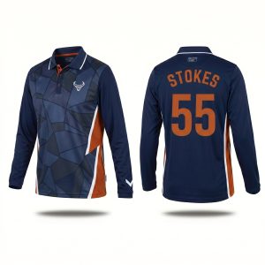 athletic polo shirt geometric design navy blue Royal Bull
