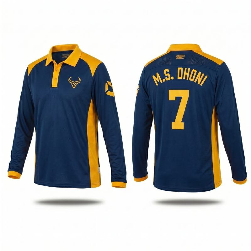 Royal Bull Navy & Gold Cricket Uniform – Long Sleeve Performance Edition