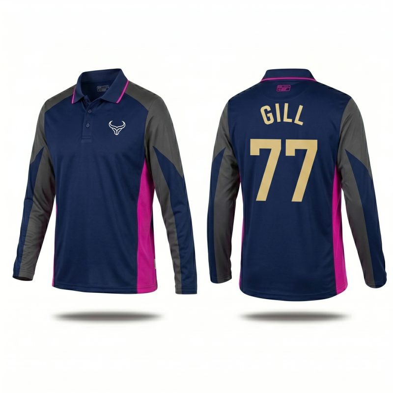 performance cricket jersey navy blue fuchsia design