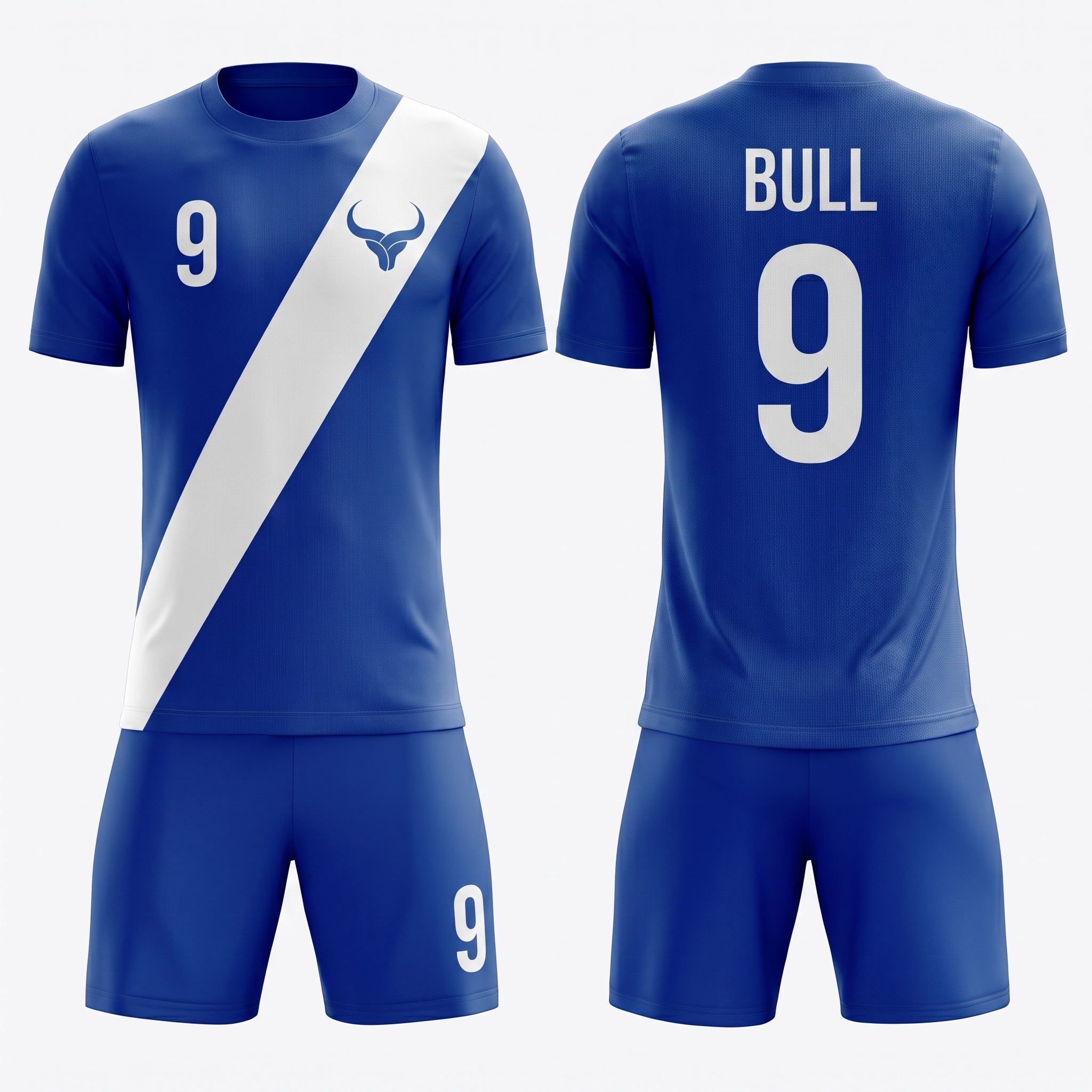 Royal Bull Blue & White Soccer Uniform for Teams Royal Bull soccer kit blue white