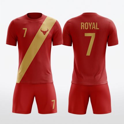 red gold soccer team uniform set