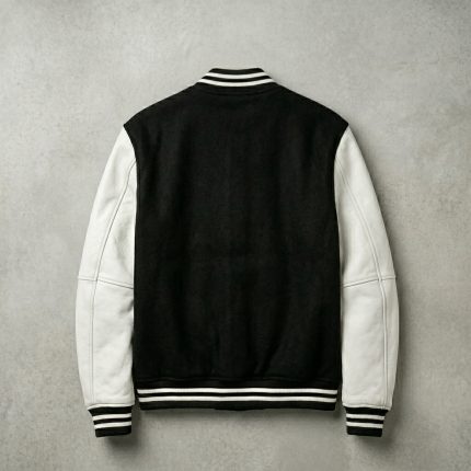 Royal Bull Black Varsity Jacket | White Leather Sleeves