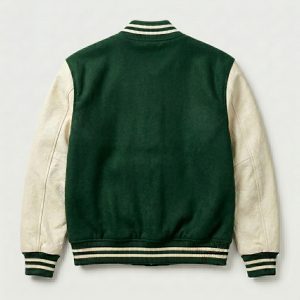Royal Bull Green & Beige Varsity Jacket | Embroidered Logo