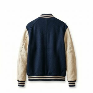 Royal Bull Navy Varsity Jacket | Cream Sleeves & Bull Logo
