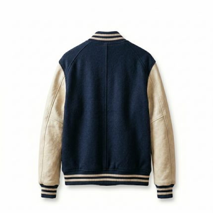 Royal Bull Navy Varsity Jacket | Cream Sleeves & Bull Logo