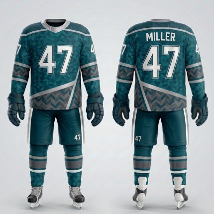 Royal Bull teal and grey ice hockey jersey