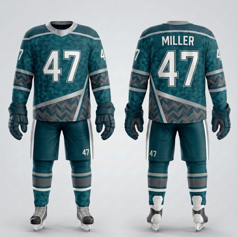 Royal Bull teal and grey ice hockey jersey