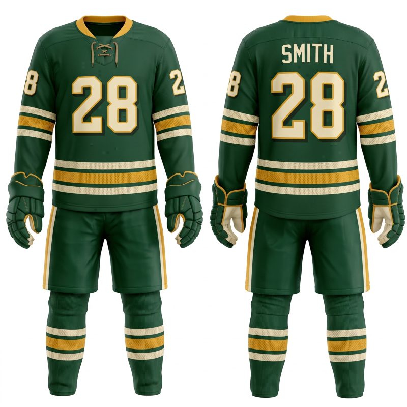 Royal Bull green and gold ice hockey jersey sublimated performance edition