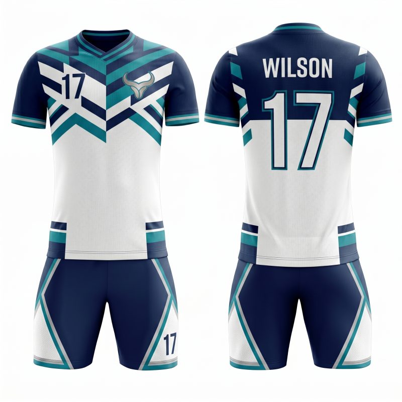 blue white soccer team jersey design