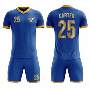 Royal Bull blue gold soccer jersey set
