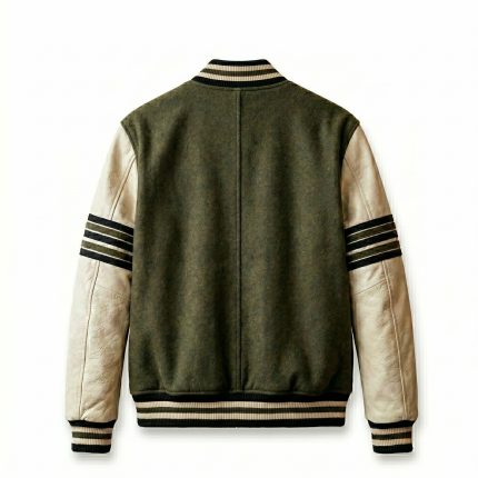Royal Bull Green & Beige Varsity Jacket | Bull Logo