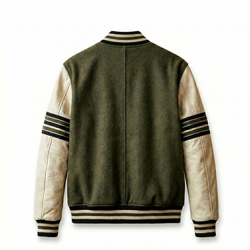 Royal Bull Green & Beige Varsity Jacket | Bull Logo